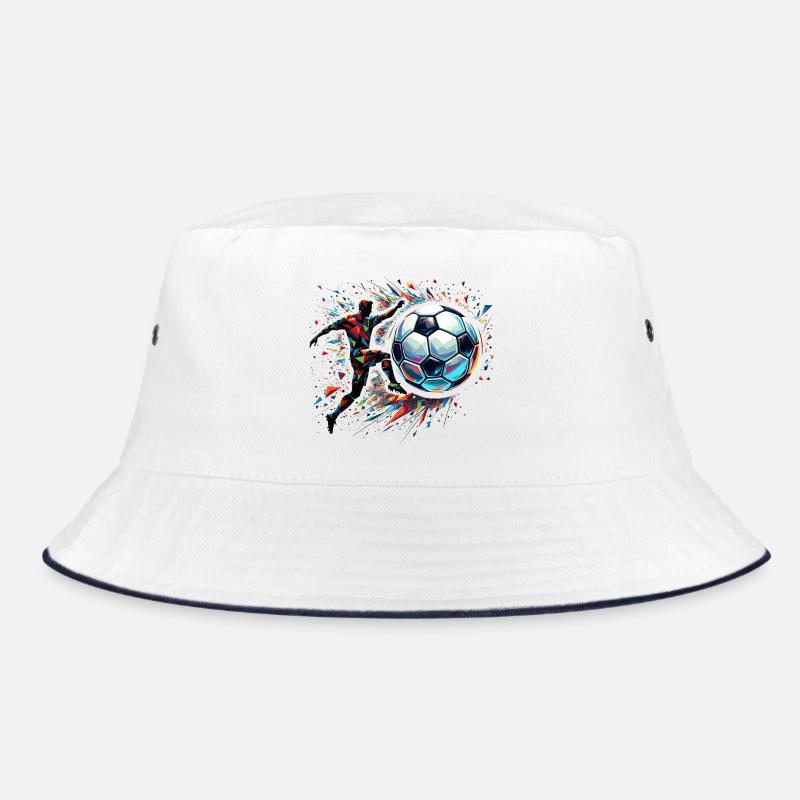 dynamic soccer player playing soccer Bucket Hat