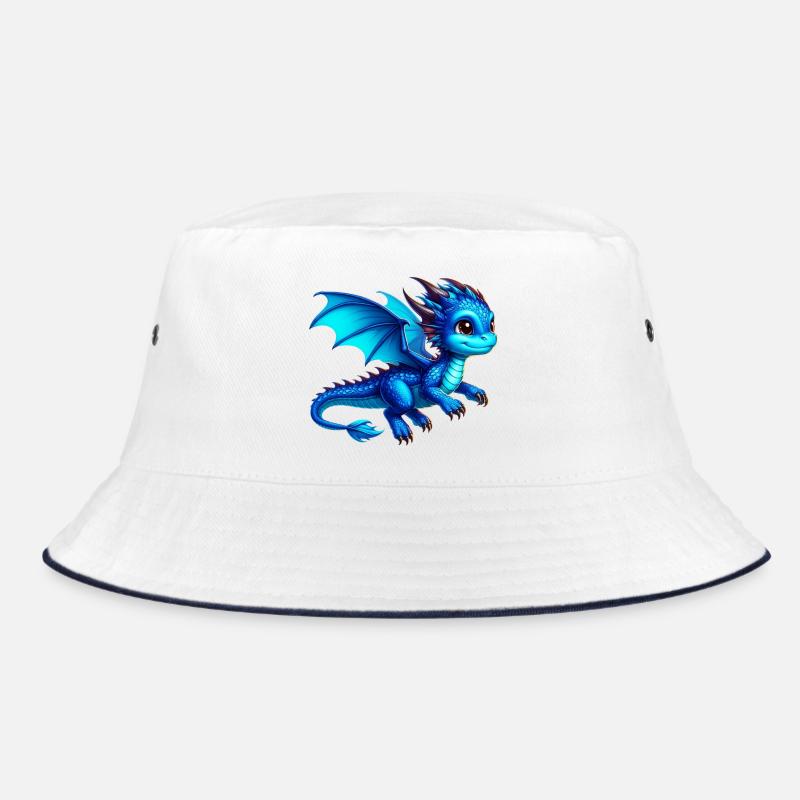 Drache - Bucket Hat - Weiß/Navy