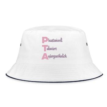 PTA | Phantasievoll Talentiert Außergewöhnlich - Bucket Hat - Weiß/Navy - Vorne