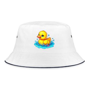 Entenküken Ente Ente - Bucket Hat - Weiß/Navy - Vorne