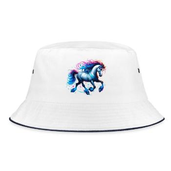 Pferd - Bucket Hat - Weiß/Navy - Vorne
