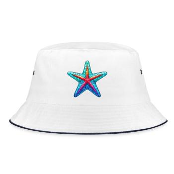 Seestern - Bucket Hat - Weiß/Navy - Vorne