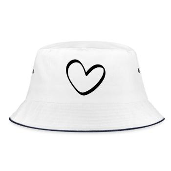 Das ungleiche Herz Outline - Bucket Hat - Weiß/Navy - Vorne