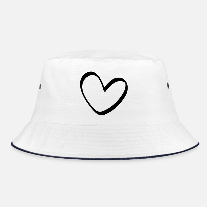Das ungleiche Herz Outline - Bucket Hat - Weiß/Navy