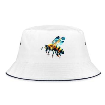 Polygonal Bee - Bucket Hat - white/navy - Front