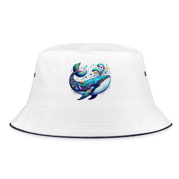 Wal - Bucket Hat - Weiß/Navy - Vorne