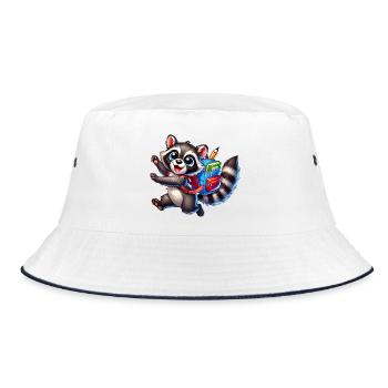 Start of school with raccoon: raccoon for school beginners - Bucket Hat - white/navy - Front