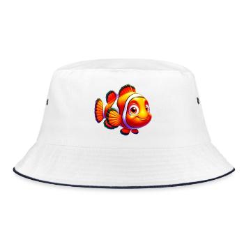 Clownfische - Bucket Hat - Weiß/Navy - Vorne