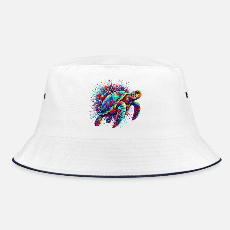 Schildkröte - Bucket Hat - Weiß/Navy