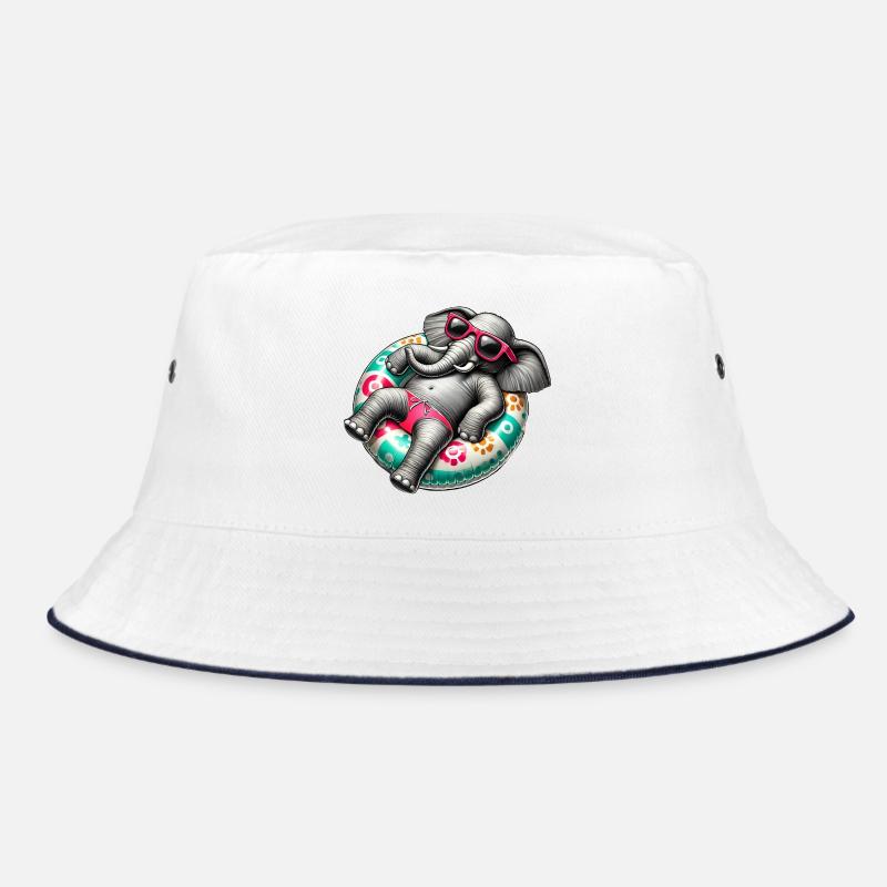 A relaxed elephant on a swimming ring Bucket Hat