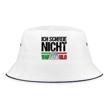 Italien Italiener Vaffanculo - Bucket Hat - Weiß/Navy - Vorne