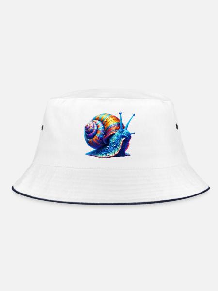 Schnecke - Bucket Hat - Weiß/Navy