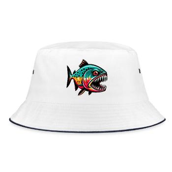 Piranha - Bucket Hat - white/navy - Front