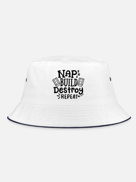 Bauarbeiter Kinder Humor - Bucket Hat - Weiß/Navy - Vorne