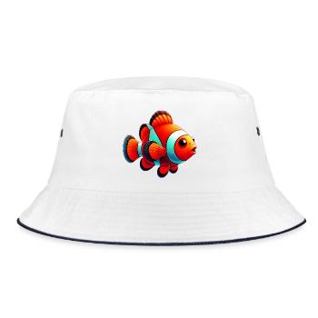 Clownfisch - Bucket Hat - Weiß/Navy - Vorne
