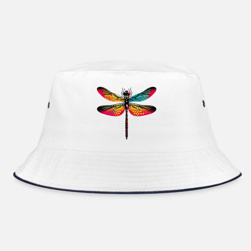 Libelle - Bucket Hat - Weiß/Navy