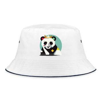 Geometric Panda with Crown – Stylish Animal Print - Bucket Hat - white/navy - Front