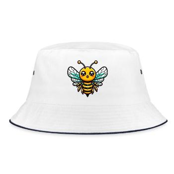 Bee - Bucket Hat - white/navy - Front