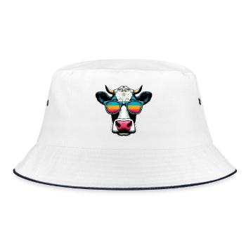 Kuh - Bucket Hat - Weiß/Navy - Vorne