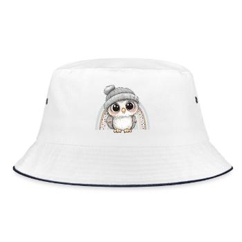 Eule Süß Niedlich Baby Kinder Tier Cartoon - Bucket Hat - Weiß/Navy - Vorne