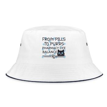 Pharmacy Cat From Pills to Purrs blue-black - Bucket Hat - white/navy - Front