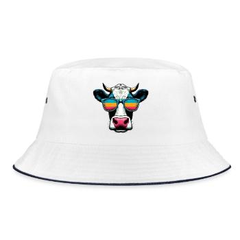 Kuh - Bucket Hat - Weiß/Navy - Vorne
