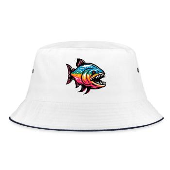 Piranha - Bucket Hat - white/navy - Front