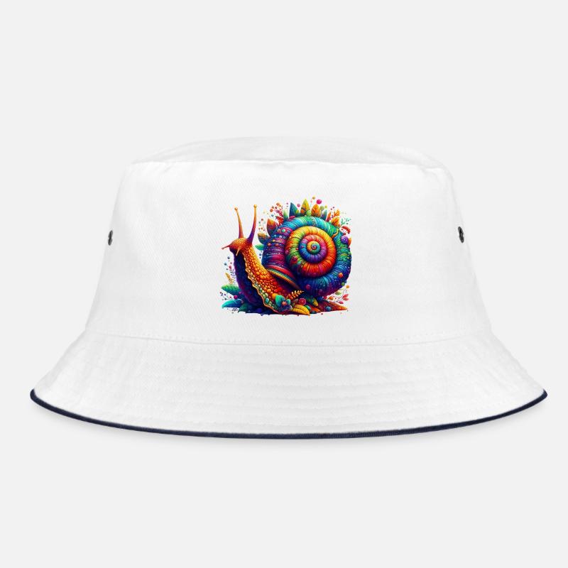 Schnecke - Bucket Hat - Weiß/Navy