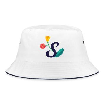 Eleganter Buchstabe 'S' mit Blumen - Bucket Hat - Weiß/Navy - Vorne