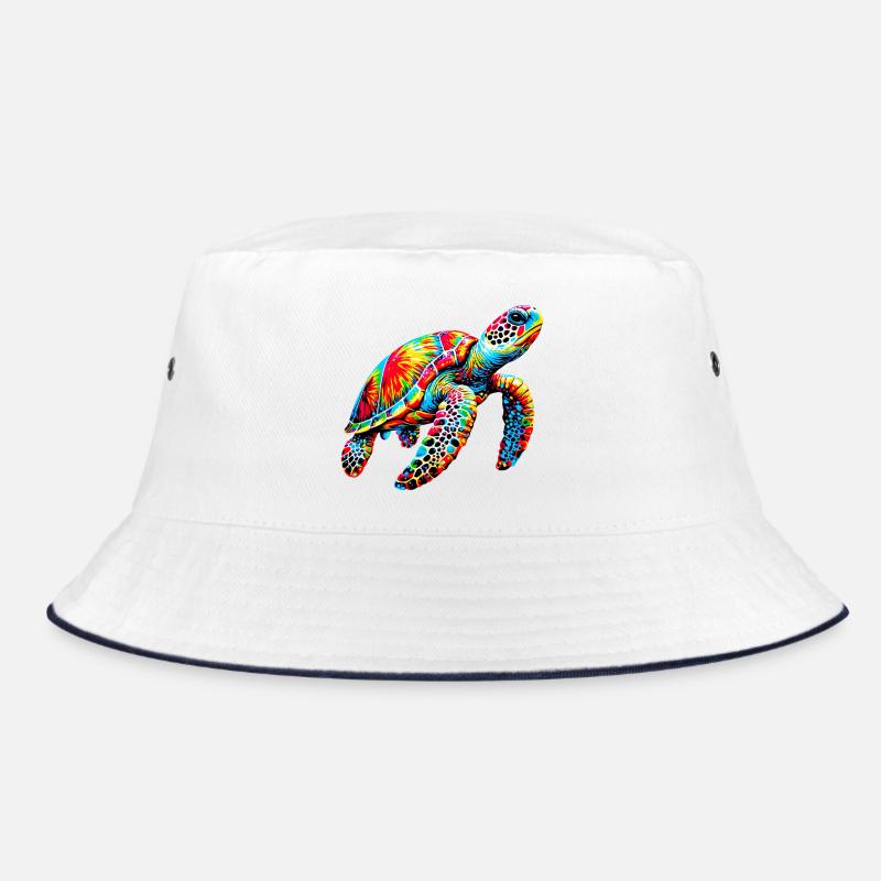 Schildkröte - Bucket Hat - Weiß/Navy