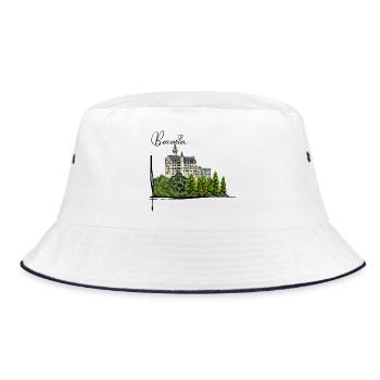 Schloss Neuschwanstein // Illustration - Bucket Hat - Weiß/Navy - Vorne