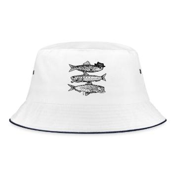 3 Fische - Bucket Hat - Weiß/Navy - Vorne