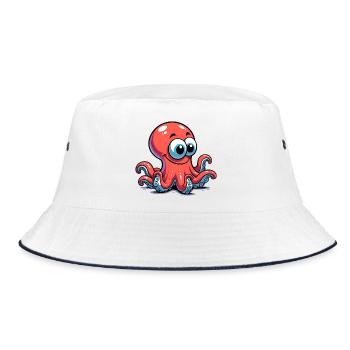 Krake - Bucket Hat - Weiß/Navy - Vorne