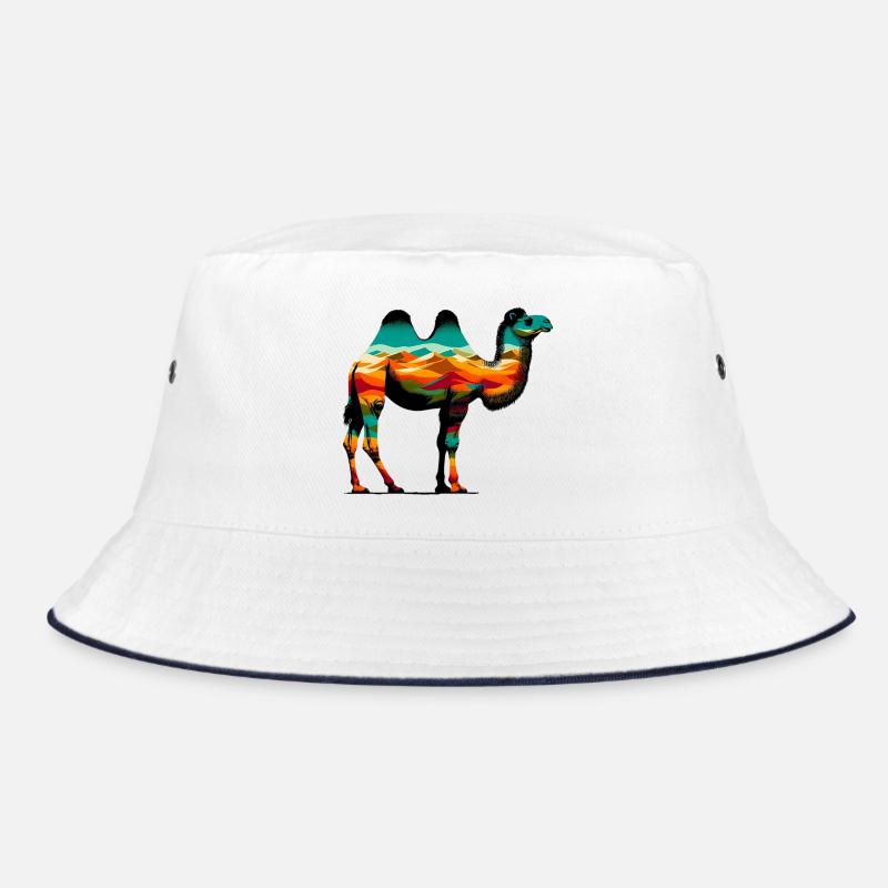 Kamel - Bucket Hat - Weiß/Navy