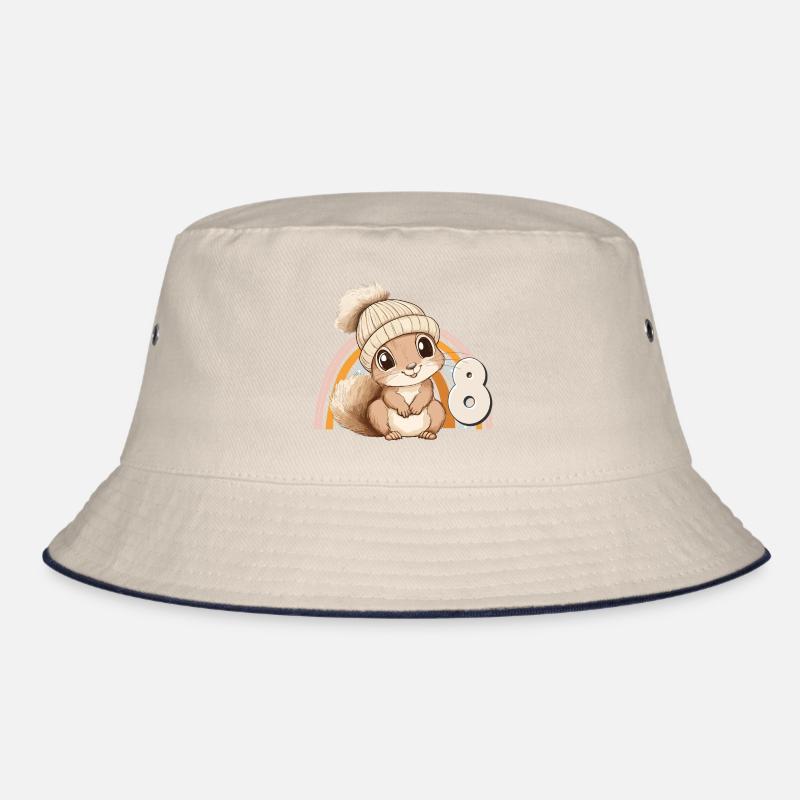8. Geburtstag Eichhörnchen Regenbogen Süß Niedlich Bucket Hat