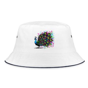Pfau - Bucket Hat - Weiß/Navy - Vorne