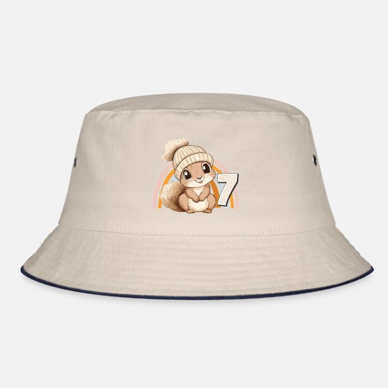 7. Geburtstag Eichhörnchen Regenbogen Süß Niedlich Bucket Hat