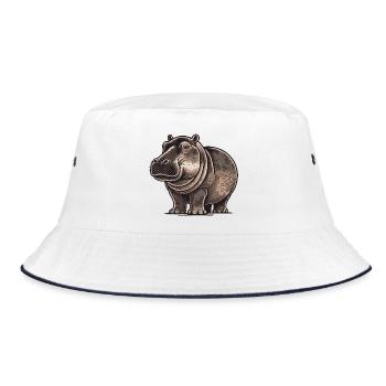Hippopotamus - Bucket Hat - white/navy - Front