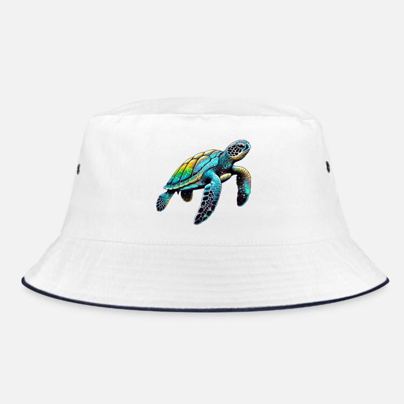 Schildkröte - Bucket Hat - Weiß/Navy
