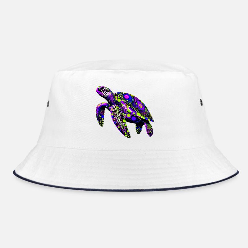 Schildkröte - Bucket Hat - Weiß/Navy