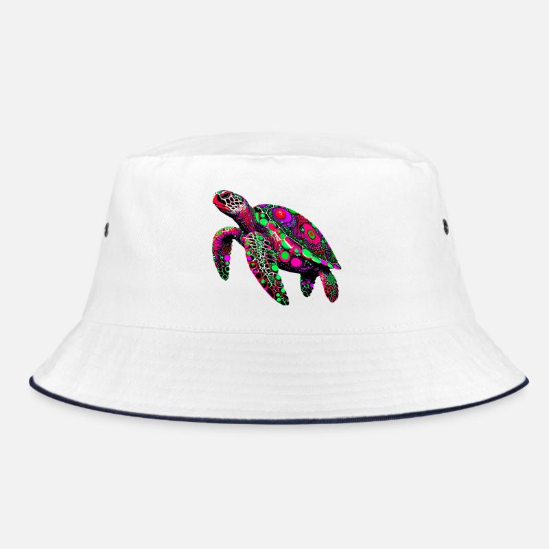 Schildkröte - Bucket Hat - Weiß/Navy