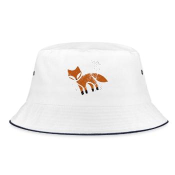Rustic fox in stamp look - Bucket Hat - white/navy - Front