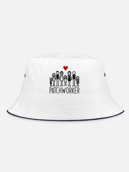 Patchworker - Bucket Hat - Weiß/Navy - Vorne