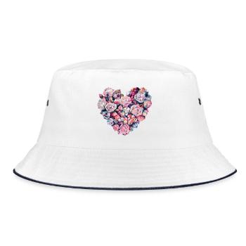 Heart of Roses Romantisches Herz Valentinstag - Bucket Hat - Weiß/Navy - Vorne
