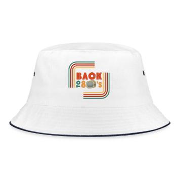 Rückblick 80er Retro TV - Bucket Hat - Weiß/Navy - Vorne
