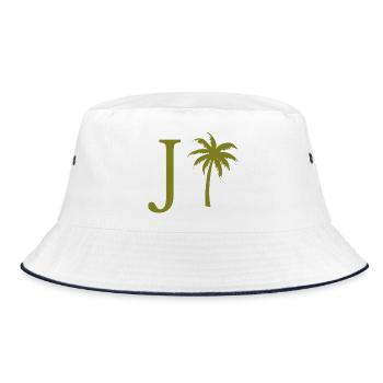 Letter j Green Palm - Bucket Hat - white/navy - Front