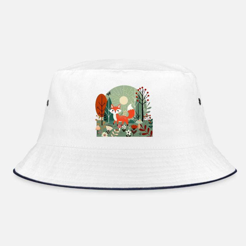 Cheerful fox in sunny forest Bucket Hat