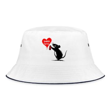 Rebel Valentine: Love is Art - Bucket Hat - Weiß/Navy - Vorne