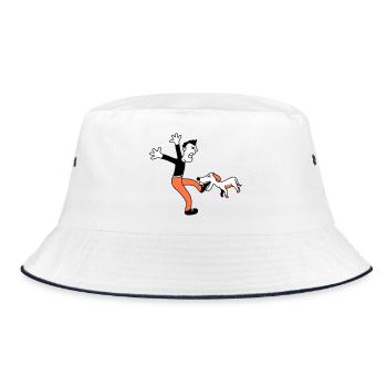 Dog Bites Man Foot Pain Attack - Bucket Hat - white/navy - Front