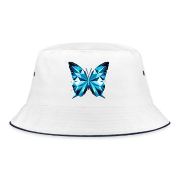 Blauer Schmetterling – Elegante Naturkunst - Bucket Hat - Weiß/Navy - Vorne